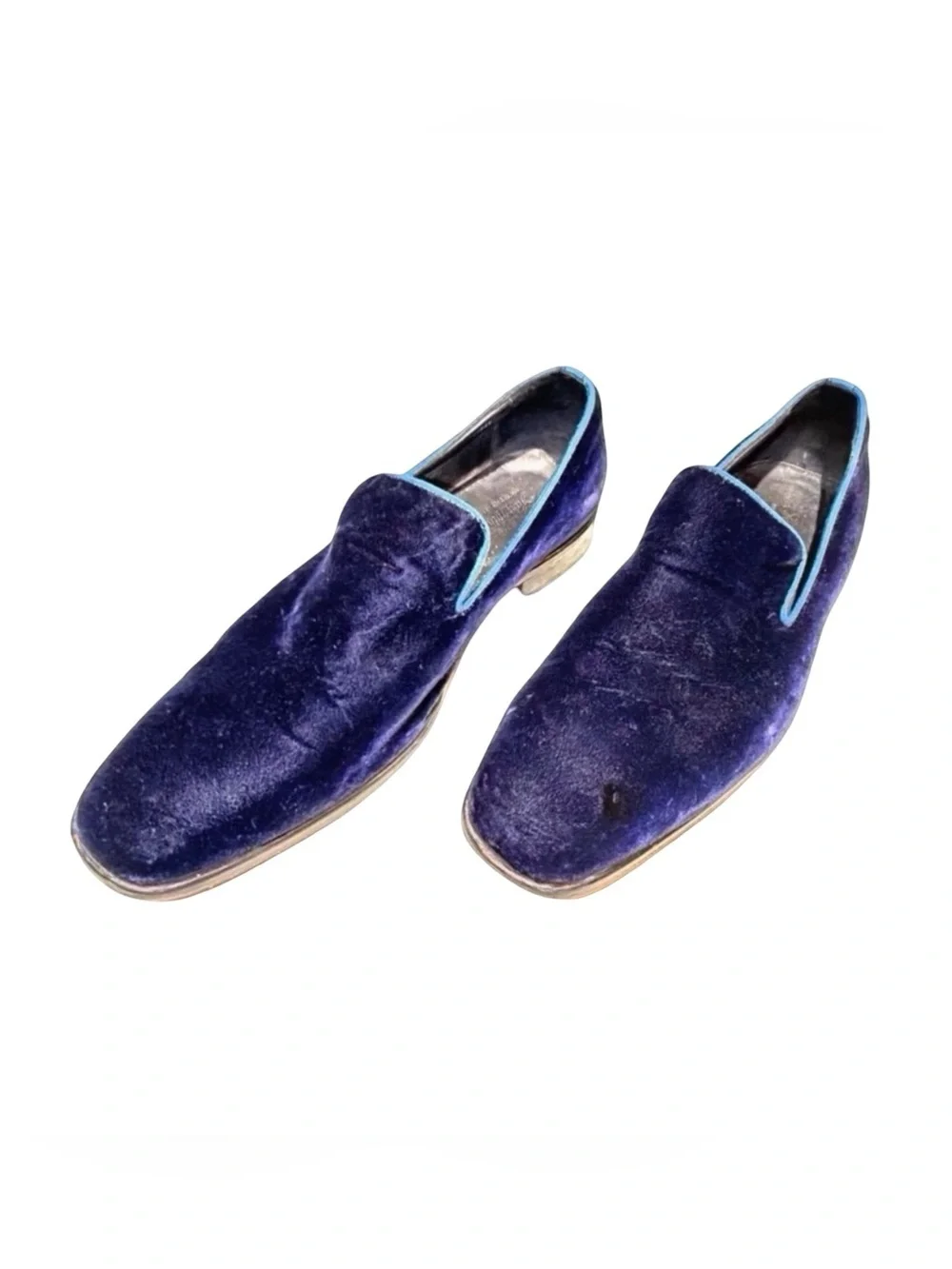 Saks Fifth Avenue Velvet Loafers Made in Italy Navy Blue Size 10M Luxury Slip-On